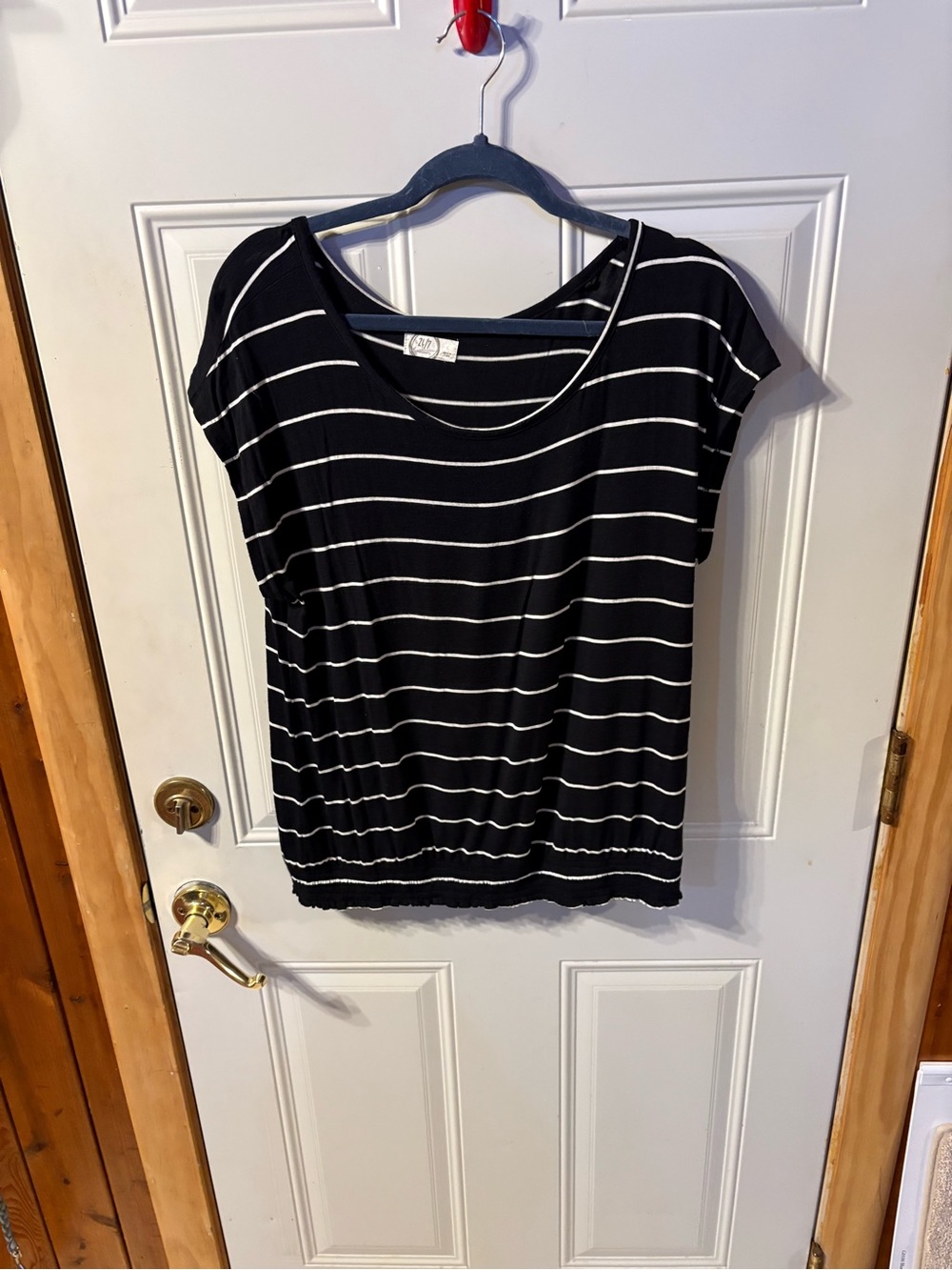 Maurice’s 24/7 Black & White Striped Scoop Neck Women's Top Size Large